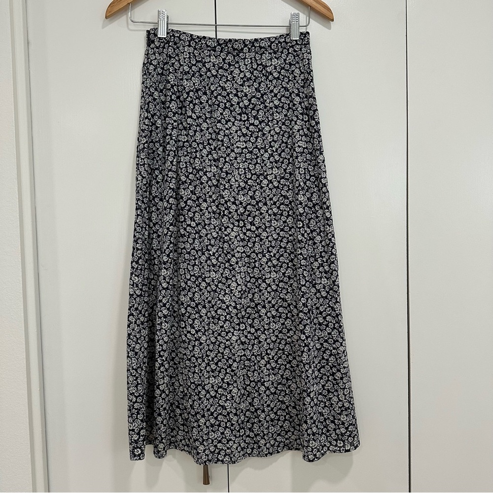 & Other Stories Cotton Navy Floral Midi Skirt 34/US2 - Picture 9 of 10